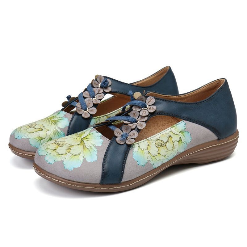 Damski Wzór Kwiatowy Elastyczna Opaska Wokół Palca Łączenie Retro Casual Mieszkania
