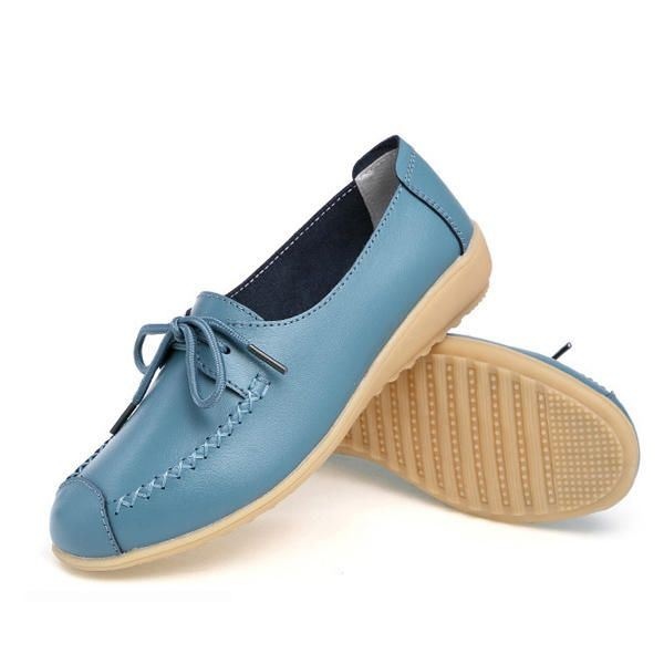 Damskie Buty Sznurowane Pure Color Z Miękką Podeszwą Na Co Dzień Z Okrągłym Noskiem Na Płaskim Obcasie