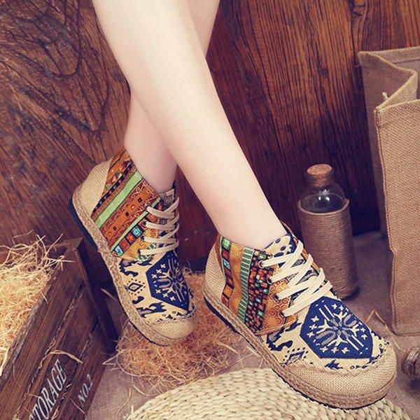 Damskie Buty Vintage W Kolorowy Wzór
