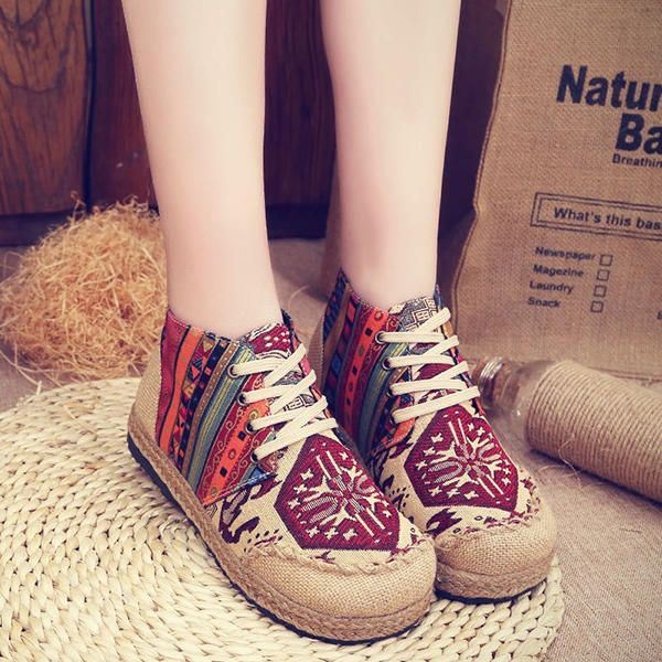 Damskie Buty Vintage W Kolorowy Wzór