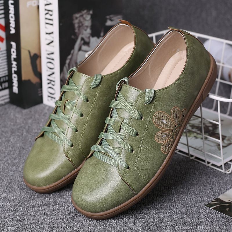 Damskie Buty Z Zamkniętymi Palcami Hollow Out Lace Up Casual Flat Shoes