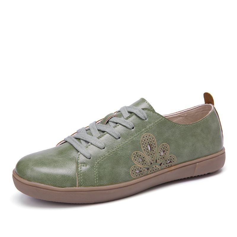 Damskie Buty Z Zamkniętymi Palcami Hollow Out Lace Up Casual Flat Shoes