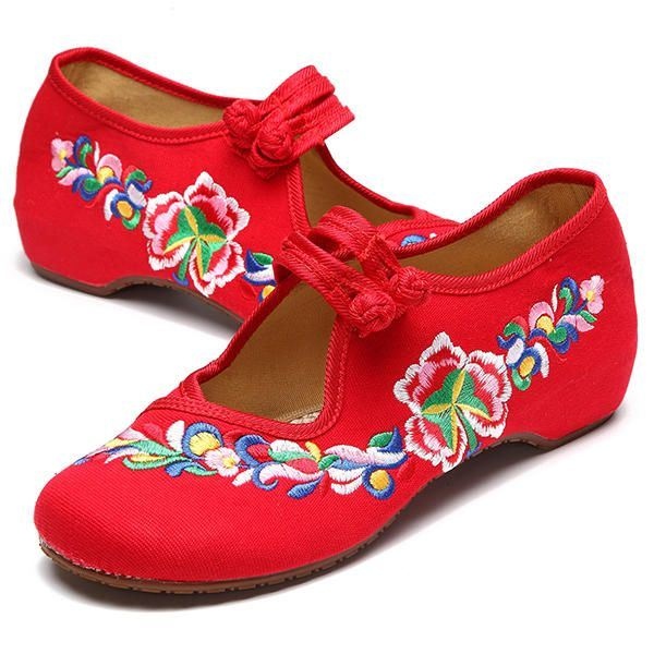 Damskie Haftowane Wsuwane Mokasyny W Stylu Retro