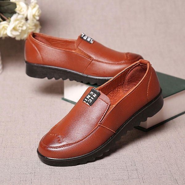 Damskie Płaskie Buty Oddychające Na Co Dzień Skórzane Mokasyny Wsuwane