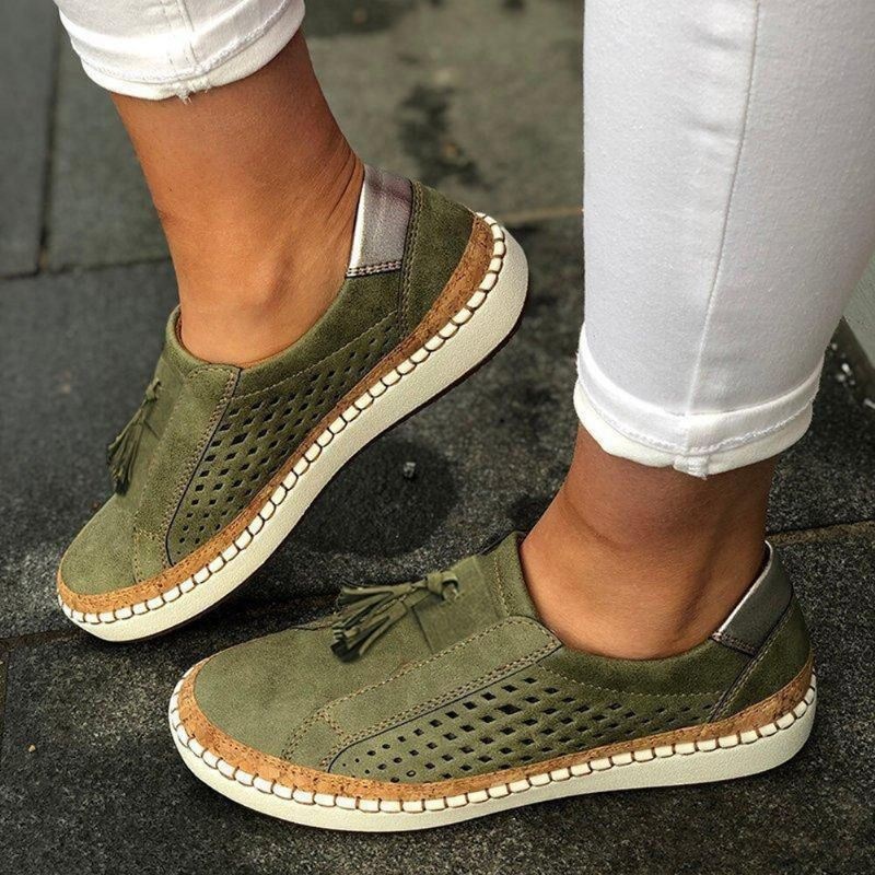 Duże Rozmiary Damskie Casual Hollow Out Fringe Loafers