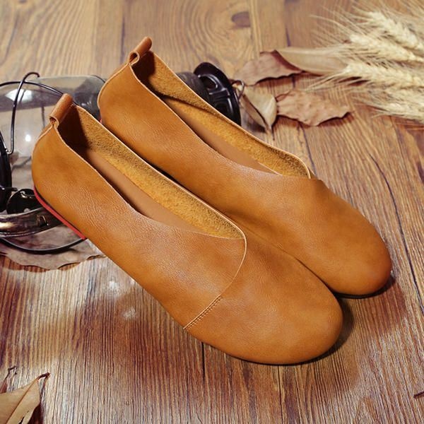 Duże Rozmiary Pure Color Slip On Vintage Casual Women Flat Loafers