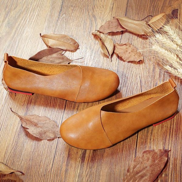 Duże Rozmiary Pure Color Slip On Vintage Casual Women Flat Loafers