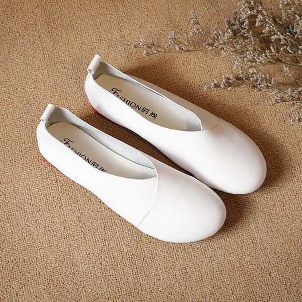 Duże Rozmiary Pure Color Slip On Vintage Casual Women Flat Loafers