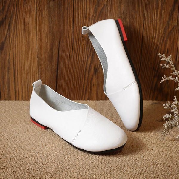 Duże Rozmiary Pure Color Slip On Vintage Casual Women Flat Loafers