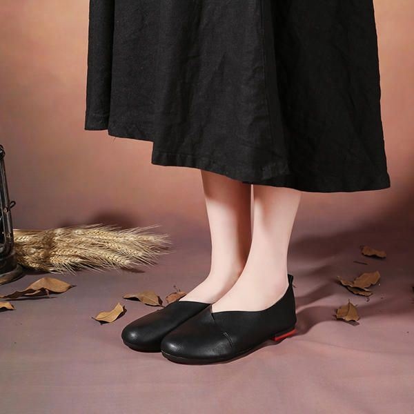 Duże Rozmiary Pure Color Slip On Vintage Casual Women Flat Loafers