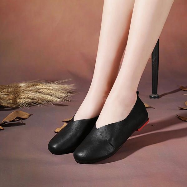 Duże Rozmiary Pure Color Slip On Vintage Casual Women Flat Loafers