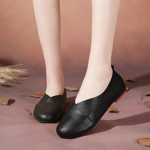 Duże Rozmiary Pure Color Slip On Vintage Casual Women Flat Loafers