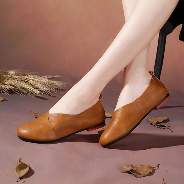 Duże Rozmiary Pure Color Slip On Vintage Casual Women Flat Loafers
