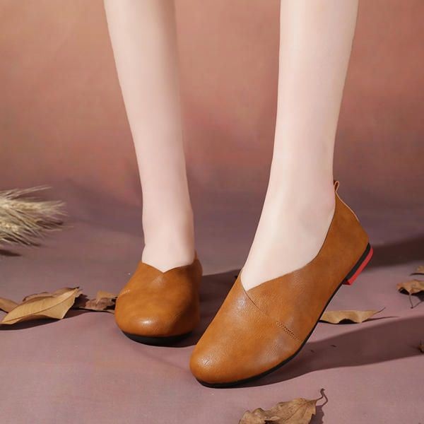 Duże Rozmiary Pure Color Slip On Vintage Casual Women Flat Loafers