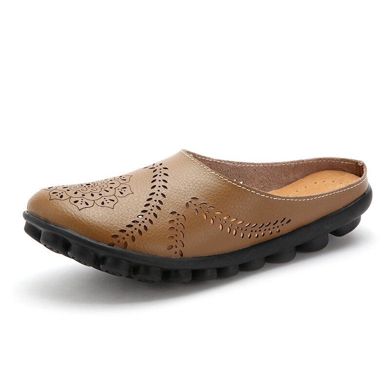 Duży Rozmiar Hollow Out Pure Color Miękkie Płaskie Buty Damskie Na Co Dzień