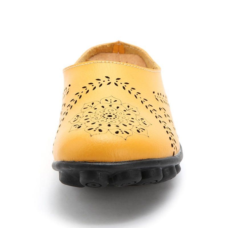 Duży Rozmiar Hollow Out Pure Color Miękkie Płaskie Buty Damskie Na Co Dzień