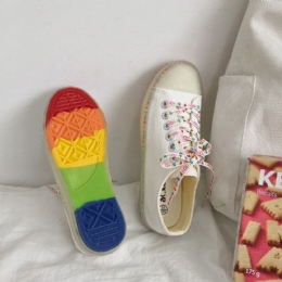 Kobiety Canvas Low Top Rainbow Sole Casual Student Flats