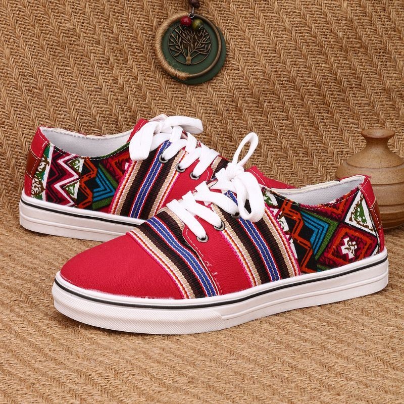 Kobiety Folkways Lace Up Casual Codzienne Mieszkania