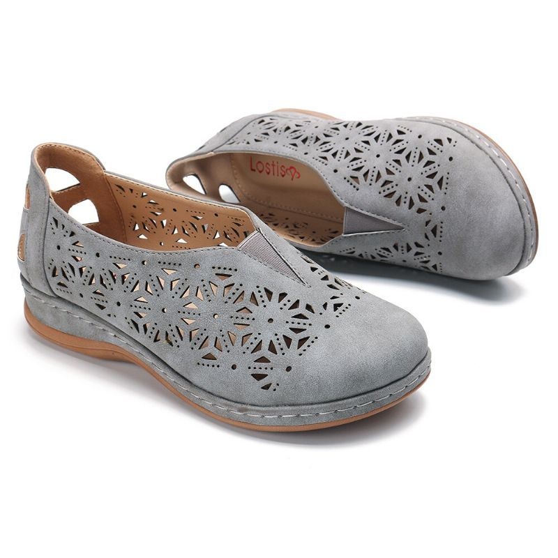 Kobiety Hollow Out Antypoślizgowa Wygodna Gumka Slip On Casual Flats
