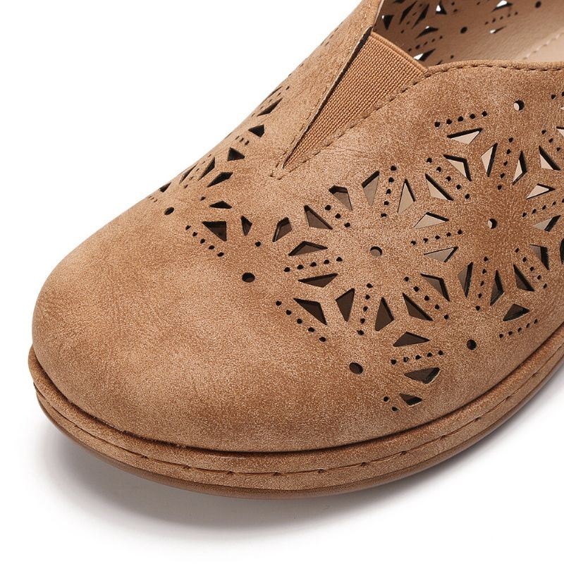 Kobiety Hollow Out Antypoślizgowa Wygodna Gumka Slip On Casual Flats