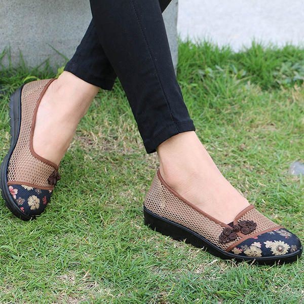 Kobiety Letnie Rekreacyjne Eleganckie Buty Oddychające Wsuwane Siatkowe Buty Pochłaniające Pot