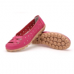 Kobiety Mieszkania Buty Wygodne Miękkie Slip On Hollow Out Skórzane Casual Płaskie Mokasyny