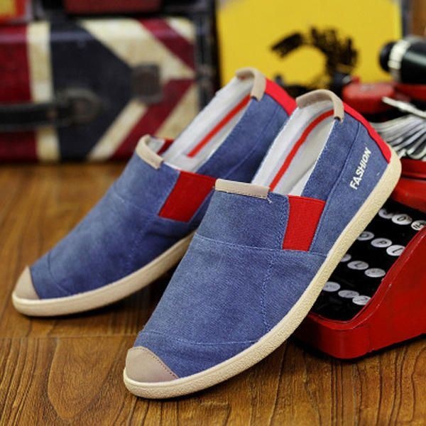 Mężczyźni Casual Outdoor Slip On Canvas Wygodne Płaskie Mokasyny