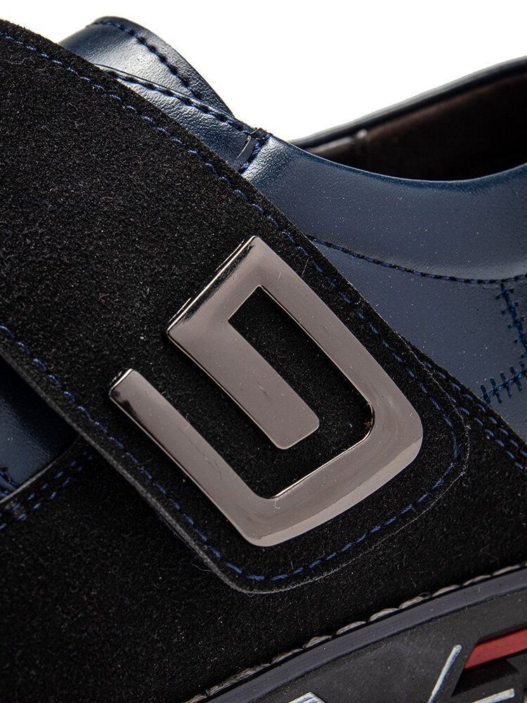 Mężczyźni Metal Decor Prawdziwa Skóra Łączenie Antypoślizgowe Hook Loop Business Casual Shoes