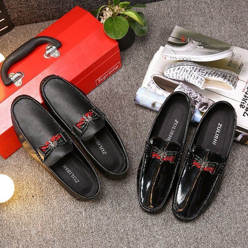 Mężczyźni Pu Butterfly Decoration Fashion Business Slip On Leather Loafers