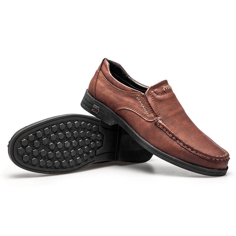 Mężczyźni Retro Skóra Bydlęca Antypoślizgowa Slip On Casual Shoes