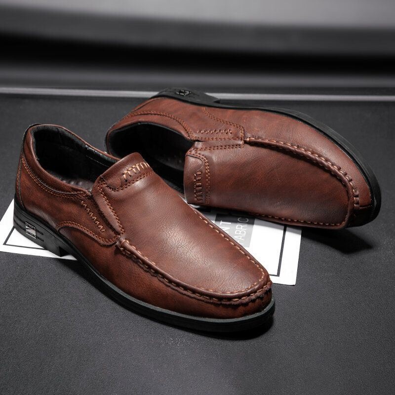 Mężczyźni Retro Skóra Bydlęca Antypoślizgowa Slip On Casual Shoes