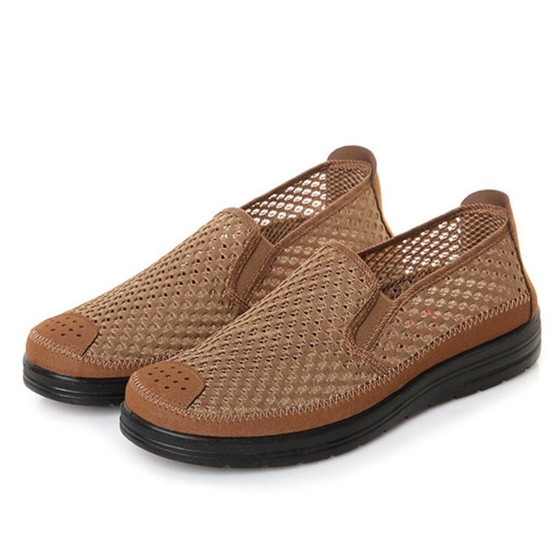 Męska Siatka Oddychająca Antypoślizgowa Wygodna Podeszwa Slip On Old Peking Casual Shoes