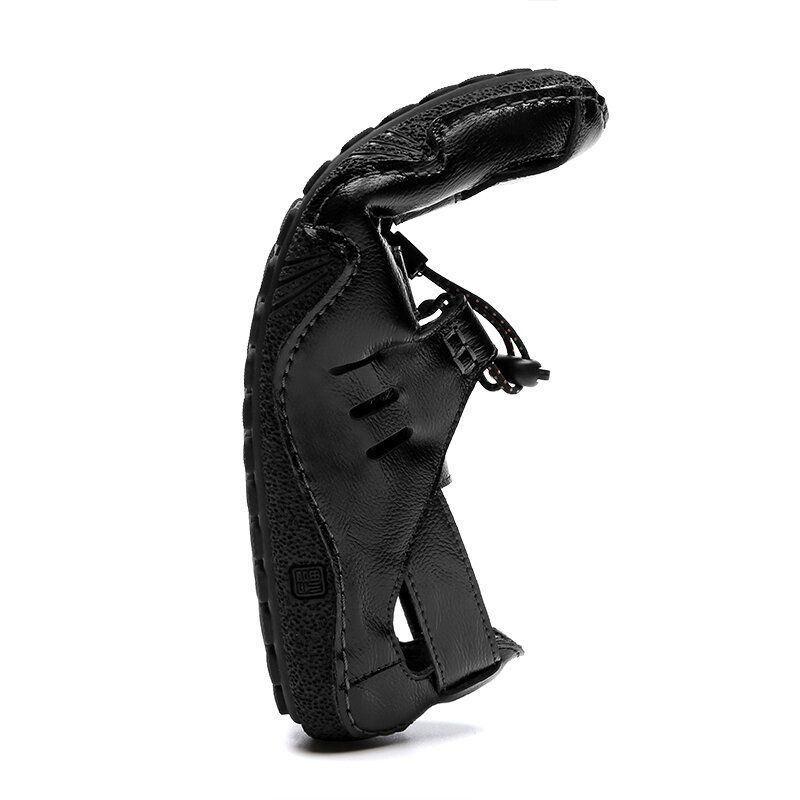 Męska Skóra Bydlęca Hollow Out Oddychająca Miękka Podeszwa Slip On Wygodne Buty Do Jazdy Na Co Dzień Na Plażę