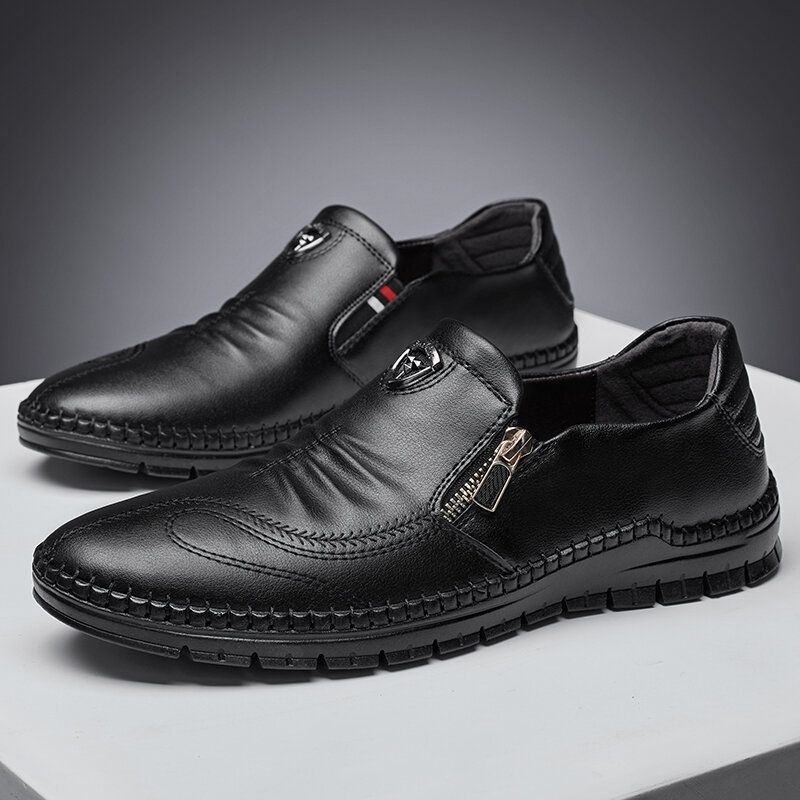 Męska Skóra Bydlęca Oddychająca Miękka Podeszwa Slip On Wygodne Biznesowe Buty Na Co Dzień