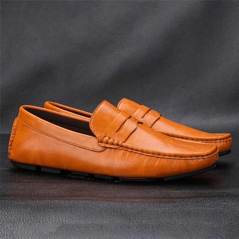 Męska Skóra Z Mikrofibry Oddychająca Miękka Podeszwa Slip On Wygodne Buty Do Jazdy Na Co Dzień W Stylu Vintage