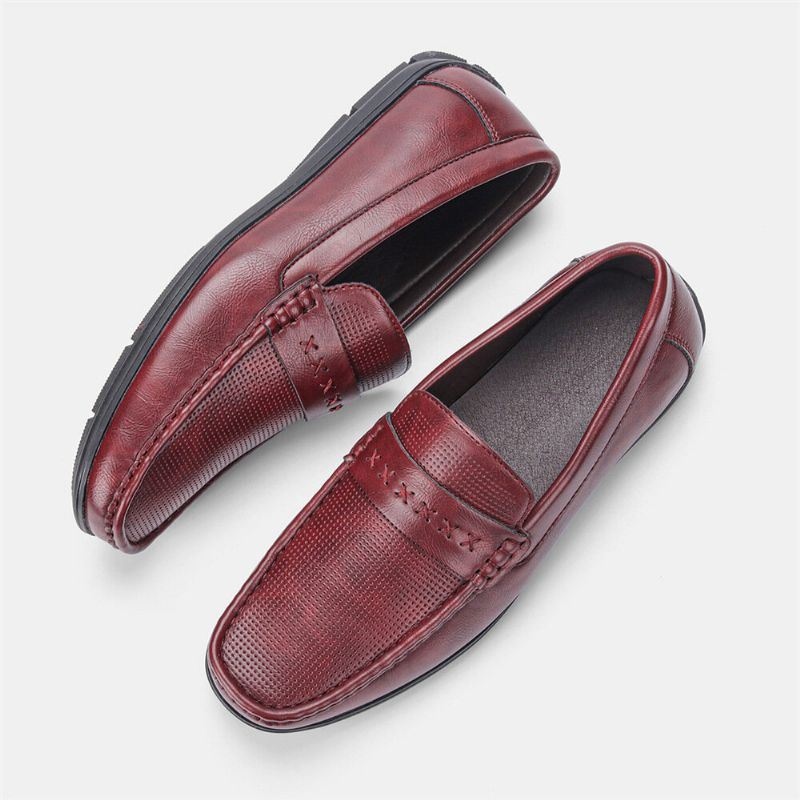 Męska Skóra Z Mikrofibry Oddychająca Miękka Podeszwa Slip On Wygodne Buty Do Jazdy Na Co Dzień W Stylu Vintage