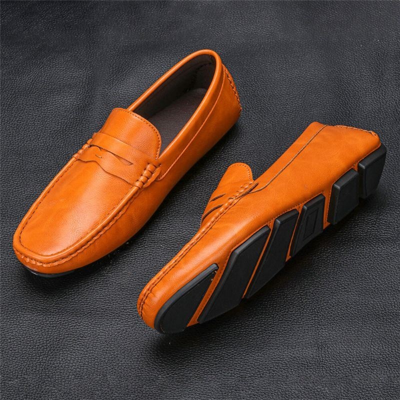 Męska Skóra Z Mikrofibry Oddychająca Miękka Podeszwa Slip On Wygodne Buty Do Jazdy Na Co Dzień W Stylu Vintage