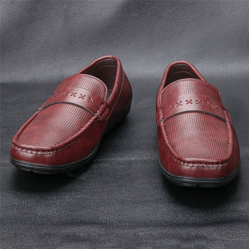 Męska Skóra Z Mikrofibry Oddychająca Miękka Podeszwa Slip On Wygodne Buty Do Jazdy Na Co Dzień W Stylu Vintage