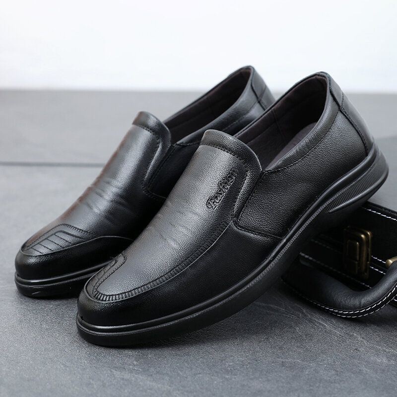 Męskie Business Slip On Casual Codzienne Buty Z Prawdziwej Skóry