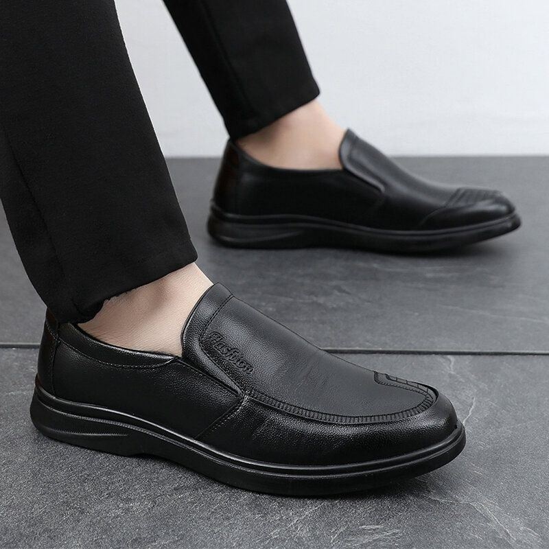 Męskie Business Slip On Casual Codzienne Buty Z Prawdziwej Skóry