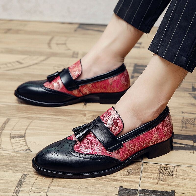 Męskie Oddychające Miękkie Dno Z Mikrofibry Vintage Fringe Slip On Casual Business Shoes