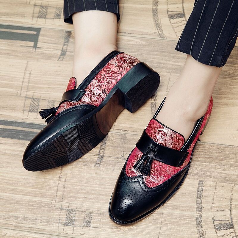Męskie Oddychające Miękkie Dno Z Mikrofibry Vintage Fringe Slip On Casual Business Shoes