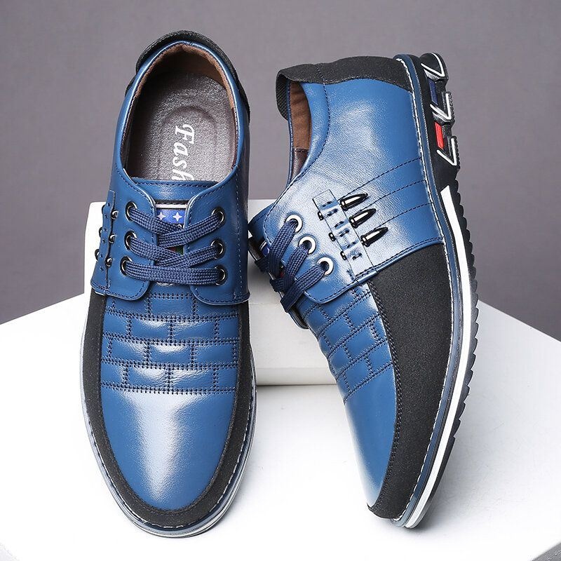 Męskie Oryginalne Skórzane Łączenie Metalowe Antypoślizgowe Miękkie Podeszwy Business Casual Shoes