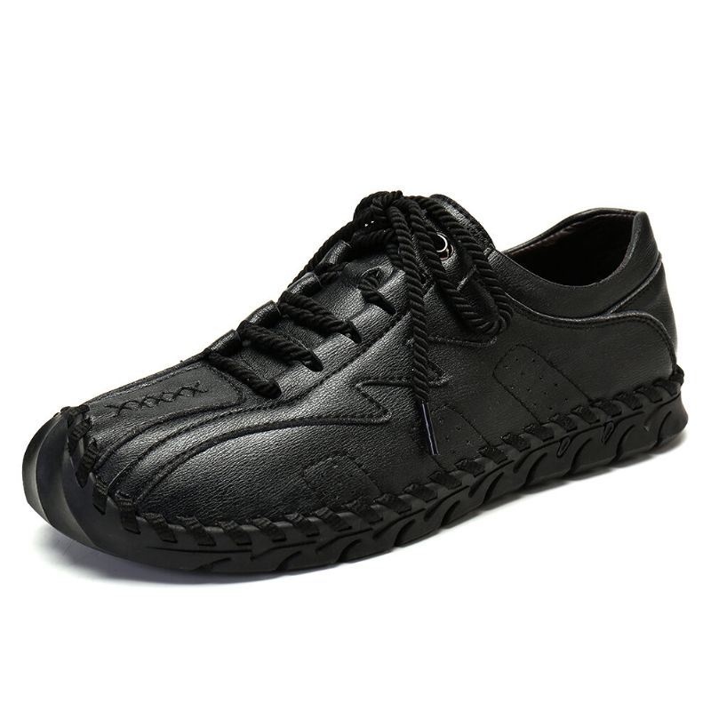 Męskie Oryginalne Skórzane Szwy Ręczne Miękkie Business Casual Oksfordzie