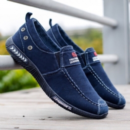 Męskie Prane Płótno Slip On Wygodne Oddychające Buty Na Co Dzień