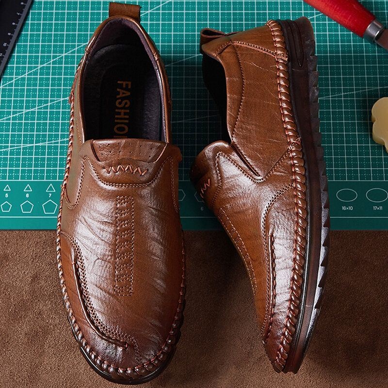 Męskie Skórzane Buty Ze Skóry Bydlęcej Oddychające Antypoślizgowe Buty Biznesowe W Stylu Vintage