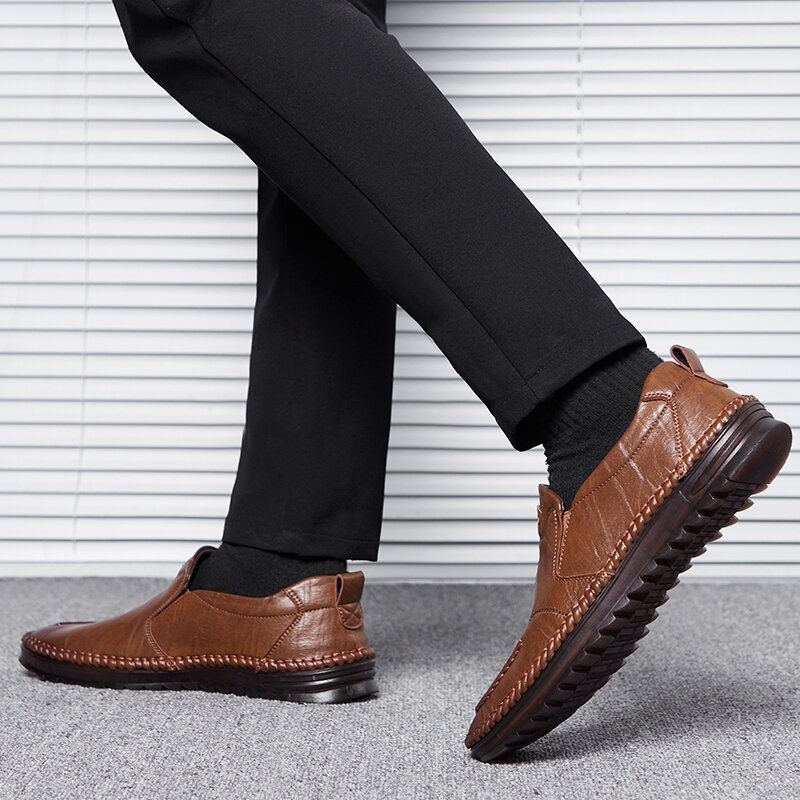 Męskie Skórzane Buty Ze Skóry Bydlęcej Oddychające Antypoślizgowe Buty Biznesowe W Stylu Vintage