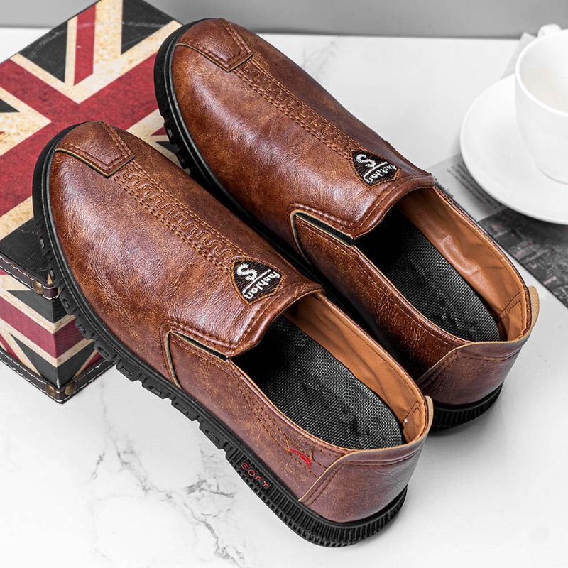 Męskie Szwy Na Miękkiej Podeszwie Slip On Casual Business Shoes