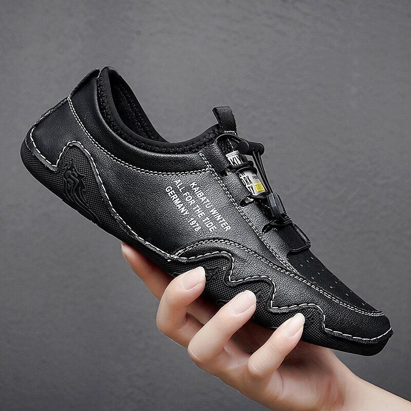 Męskie Szwy Ręczne Oddychająca Skóra Z Mikrofibry Łączenie Siateczki Miękkie Buty Do Jazdy Na Co Dzień
