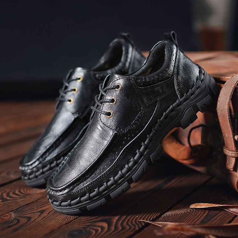 Męskie Szwy Ręczne Skóra Z Mikrofibry Wygodne Buty Wearbale Business Casual
